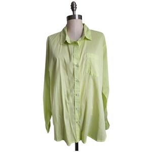 NWT SIGRID OLSEN Lemon/Lime Linen Button Down Shirt | SZ XL